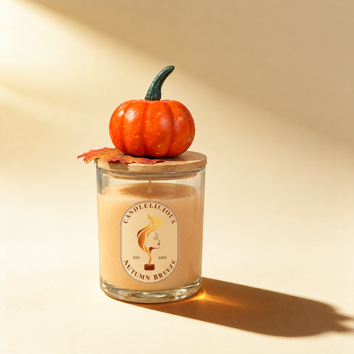 Autumn Breeze candle with a pumpkin on the lid